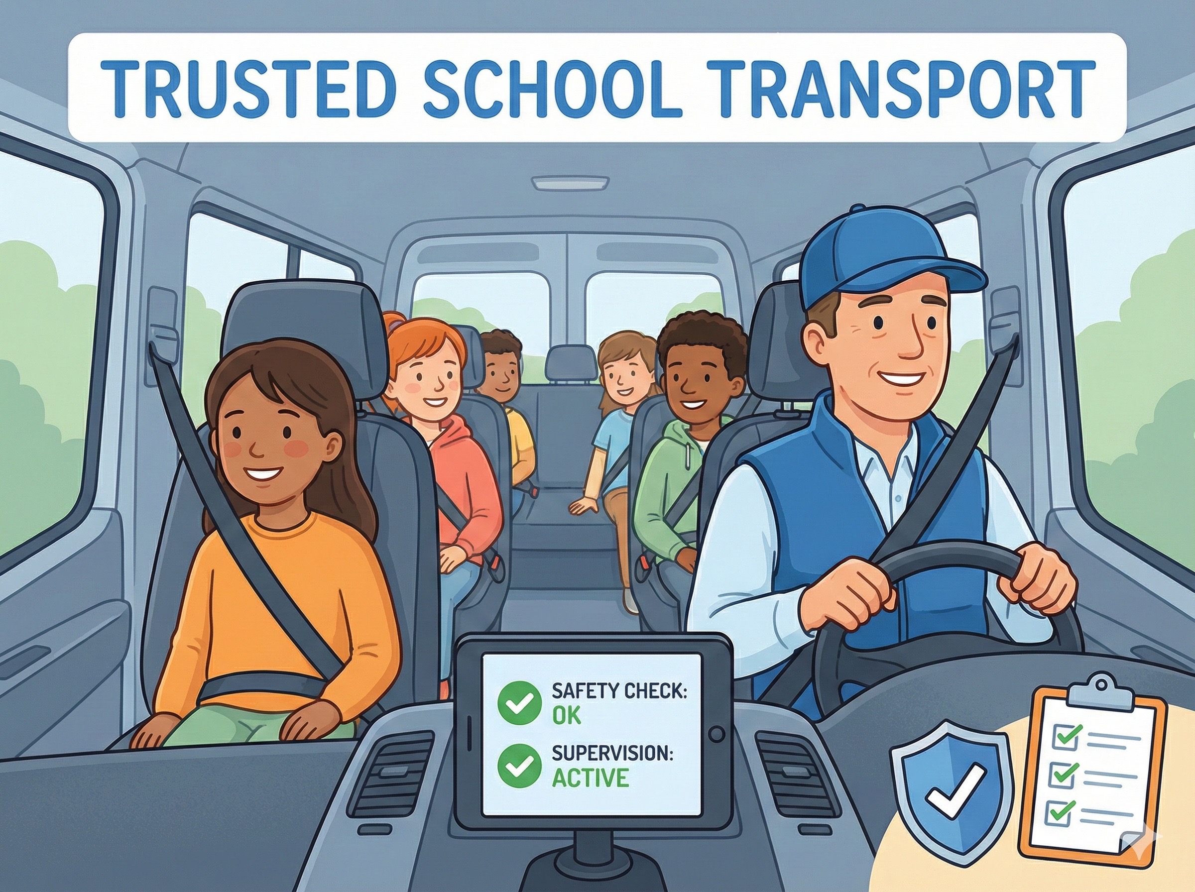 Trusted caregiver helping with school transportation